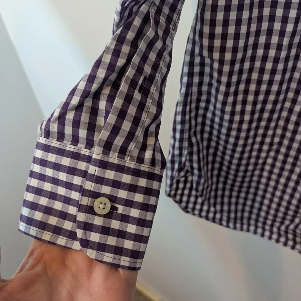J.Crew 80's 2-Ply Buttondown in Purple/White, Sz S